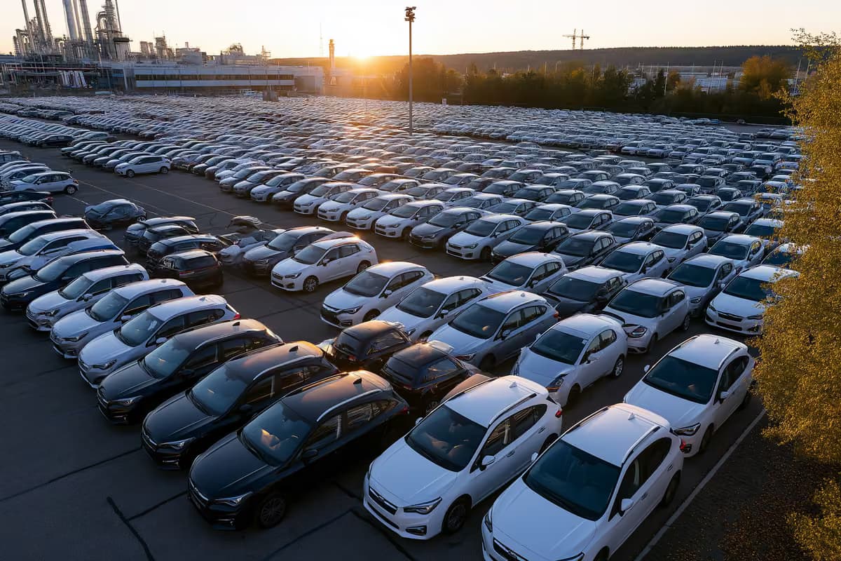 Auta na výrobní lince Volkswagenu v německém montážním závodě.