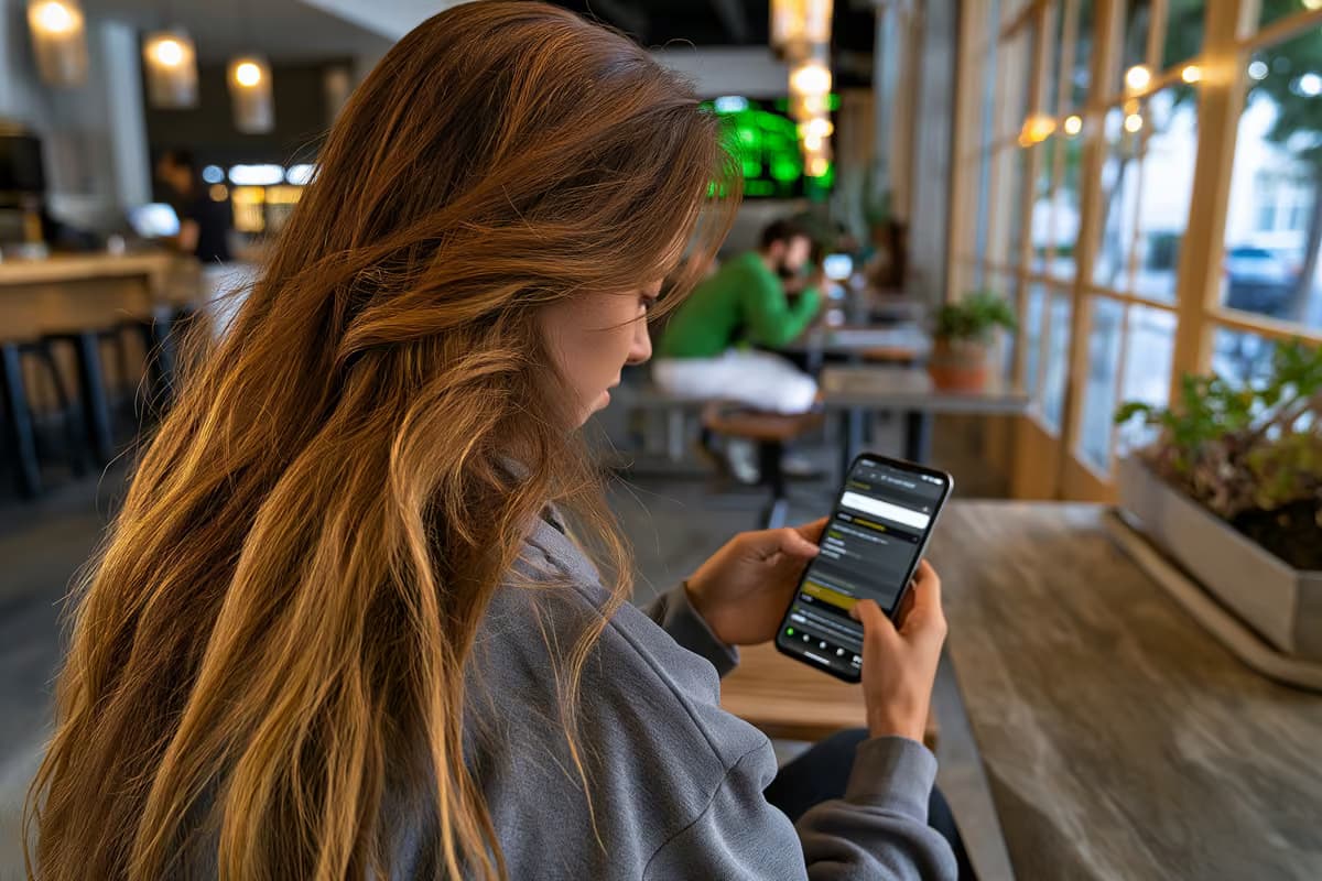 Chytrý telefon zobrazující stránku s výsledky vyhledávání a obchod s aplikacemi vedle sebe.